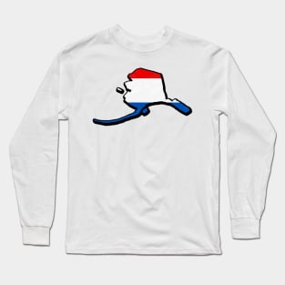 Red, White, and Blue Alaska Outline Long Sleeve T-Shirt